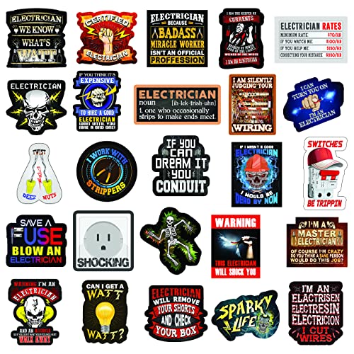 Electrician Stickers – Funny Hard hat Decals for an Electrician.Great Addition to Any Electrical Tool kit. - Pack of 25