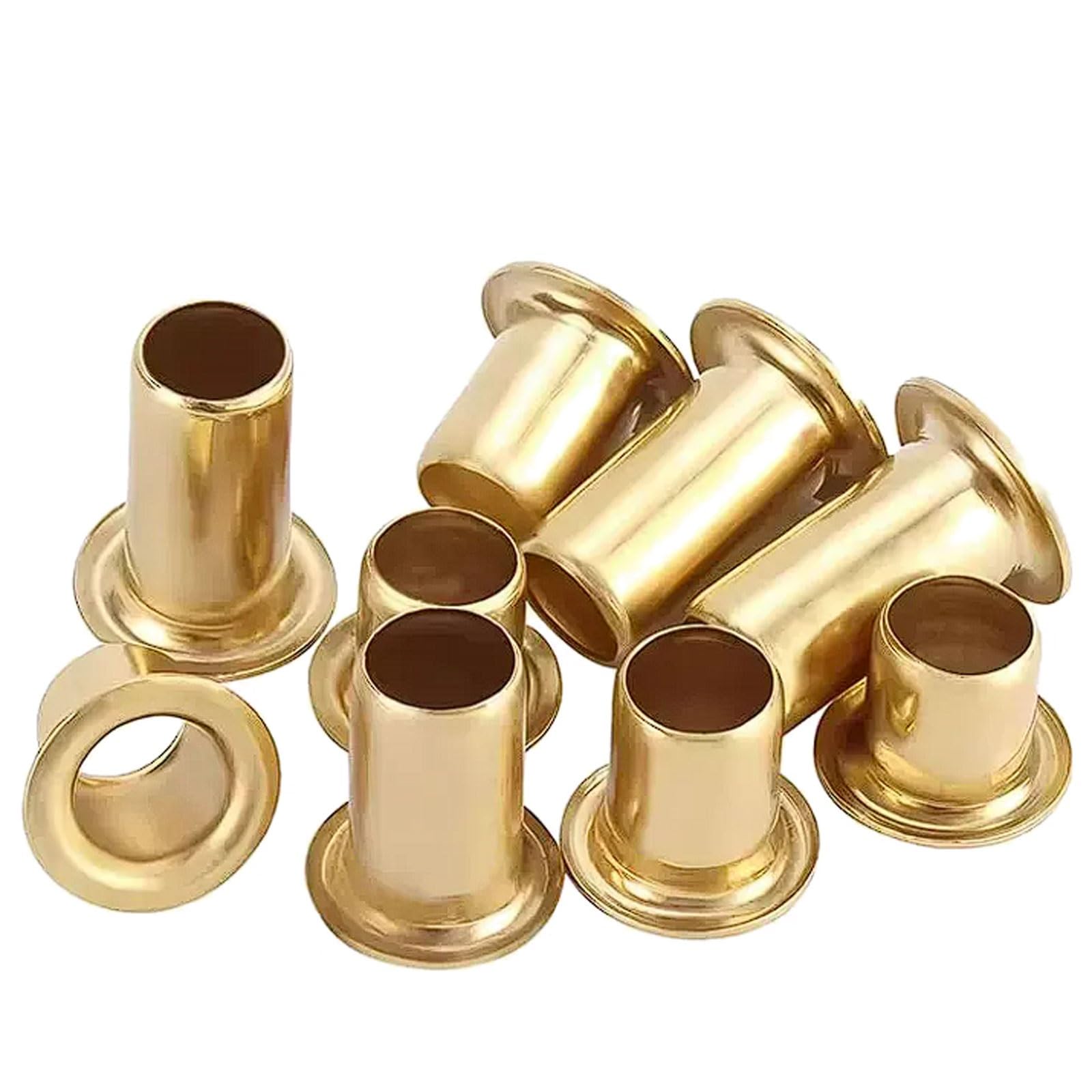 Brass Eyelet Rivets, Hollow Copper Fittings, Through-Hole Single-Pipe for Leather, Fabric, and Craft Fastening(M6*12 (100 Pieces))