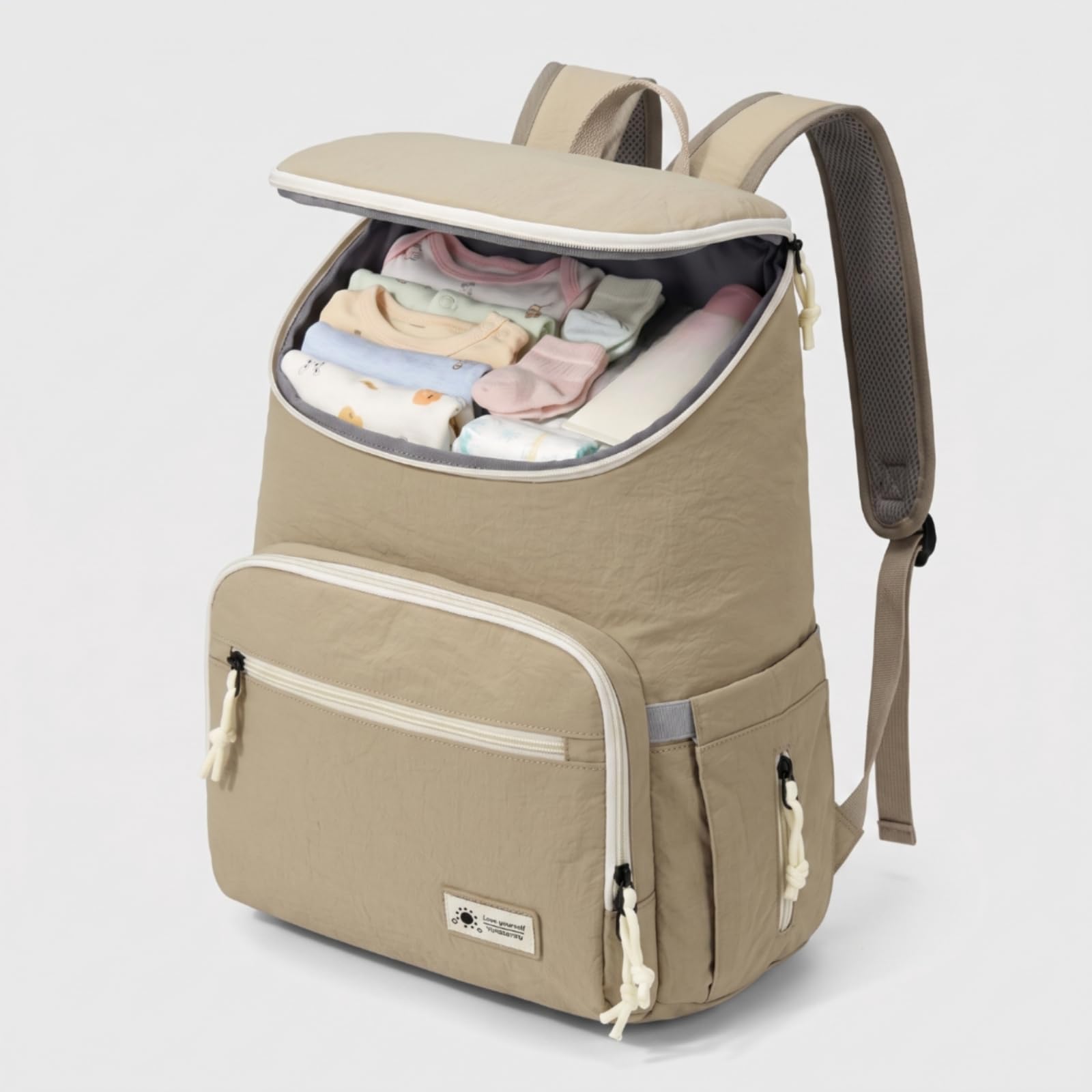 Gralara Zaino Fasciatoio Imbottito Borsa Fasciatoio Facile da Pulire Borsa con Tasche Laterali per Mamme, Array, Grigio Scuro