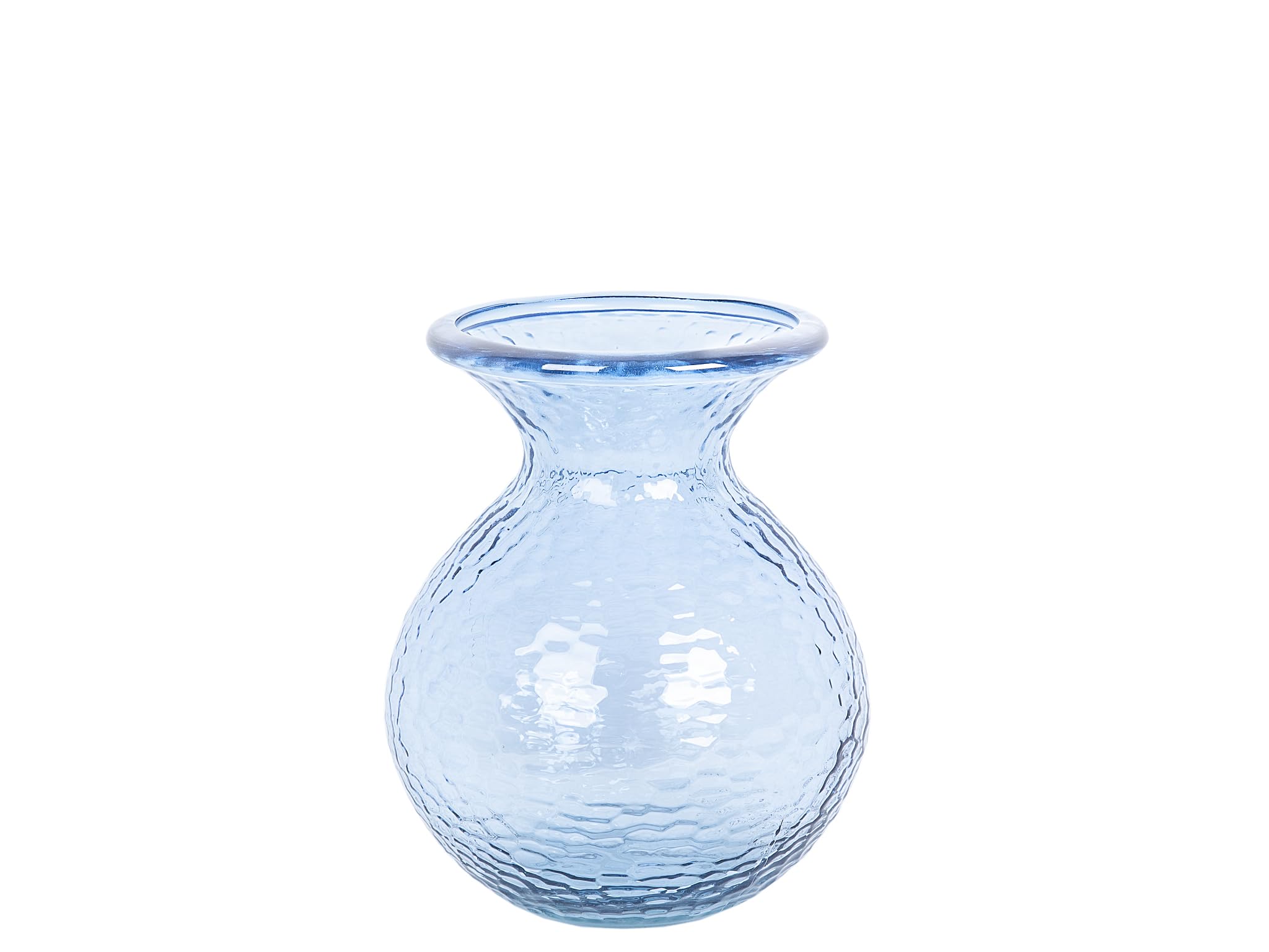 Vase en verre recyclé bleu idéal pour sublimer une table de salon lumineuse