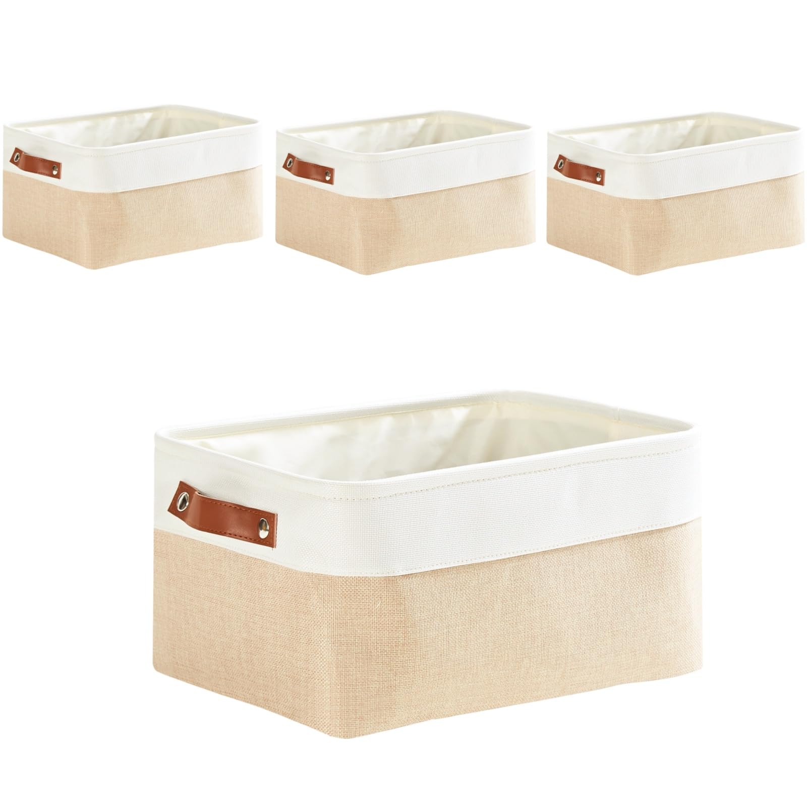 MANGATA Opvouwbare opbergmanden, grote stoffen opbergdozen met handgrepen voor kledingkast, plank, kast (L, koudgrijs