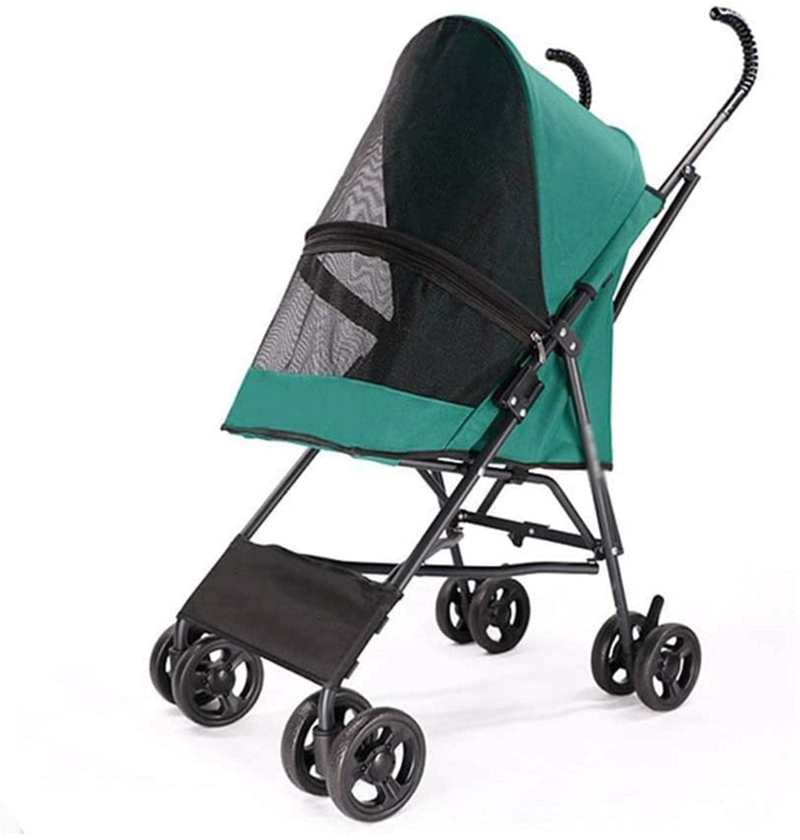 4 Wheel Pet Stroller for Catdog and More Lightweight Pet Stroller Dog Cat Stroller Teddy Stroller Free Installation Express Portable Travel Bag with Wheels (Green) (Green)