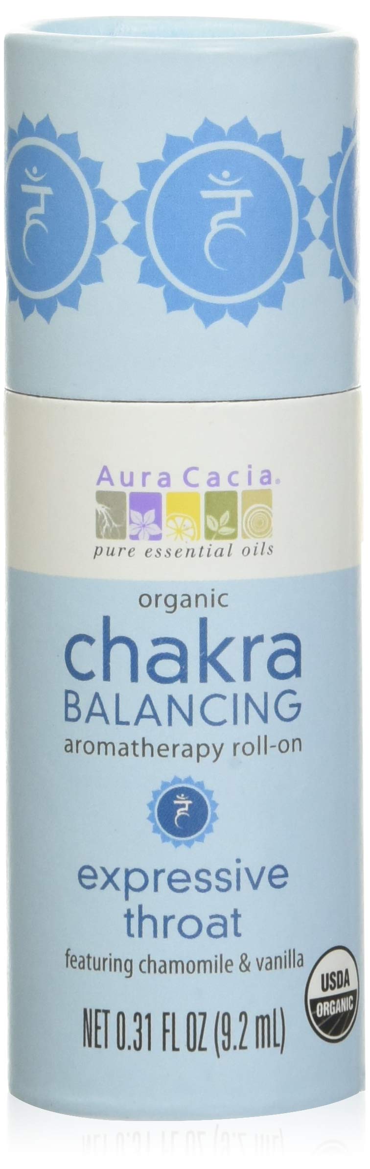 Aura Cacia Organic Chakra Balancing Roll-On, Expressive Throat, 0.31 fluid ounce