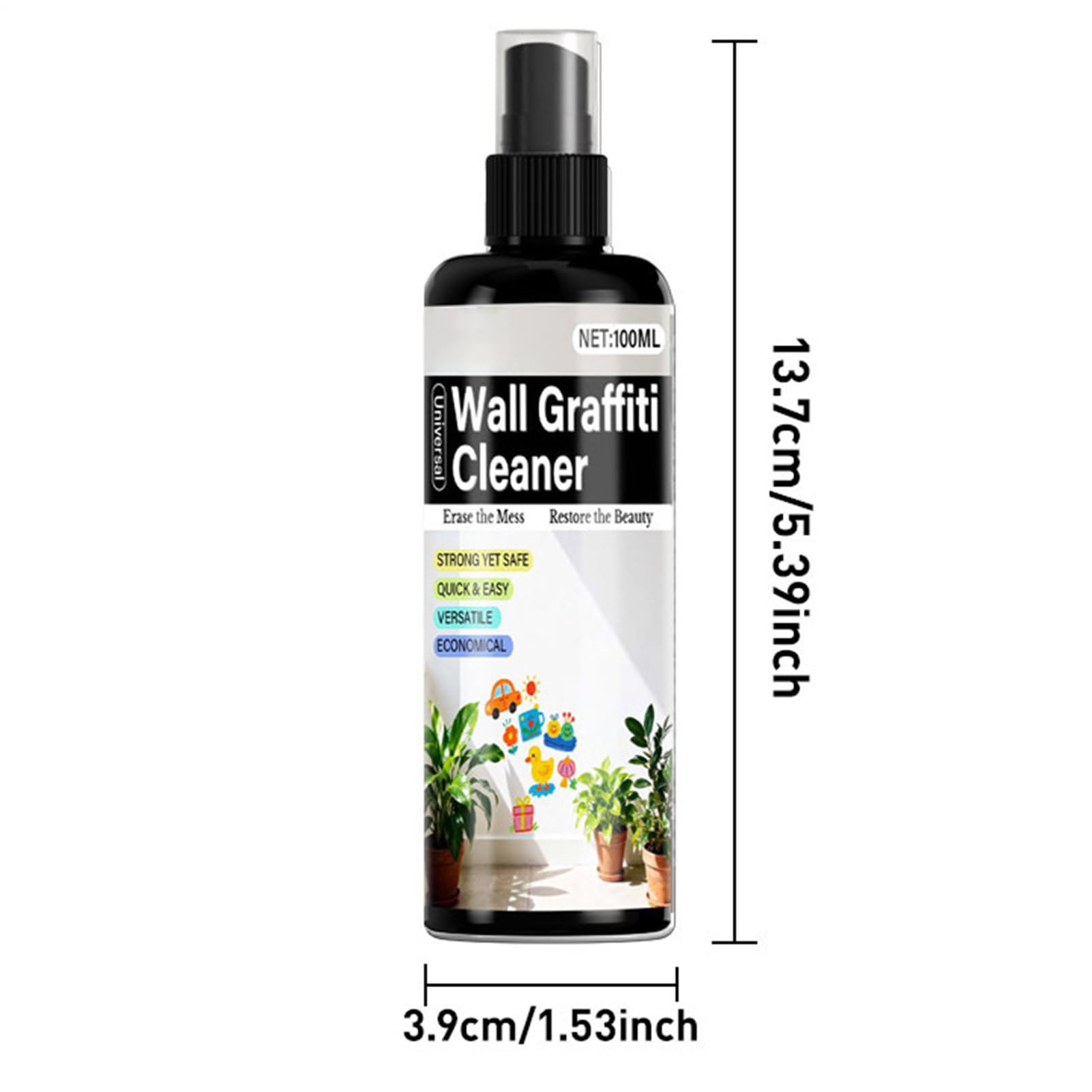 Dissolvant de peinture en spray - 100 ml - Effaceur d'encre - 14 x 3,9 cm - Facile à utiliser - Accessoire de nettoyage portable - Nettoyage de surfaces avec design pratique - Outil de nettoyage pour