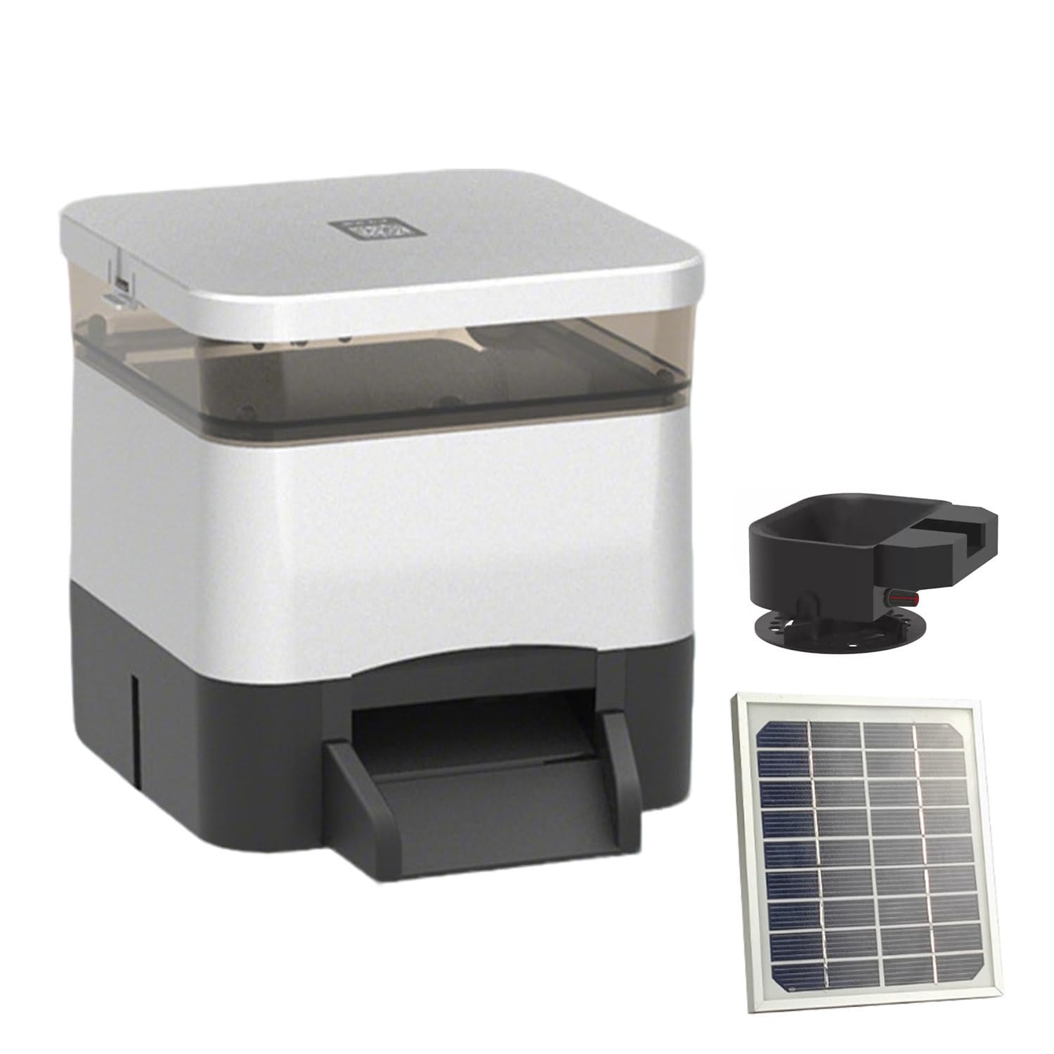 UORDBY Automatic Fish Feeder,Supports remote control,With Feed Thrower, Moisture-Proof Koi Fish Feeder with Wi-Fi and Solar Panel Charging for Fish Pond and Tank Silver-4L