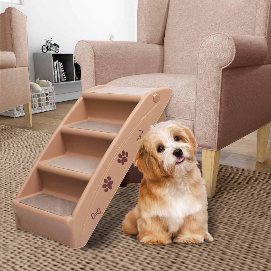 Scaletta pieghevole per cani, in polipropilene e feltro, 62 x 40 x 49,5 cm, antiscivolo, con gradini antiscivolo, ausilio per salire per cani, gatti, cuccioli, anziani, divano, letto, auto