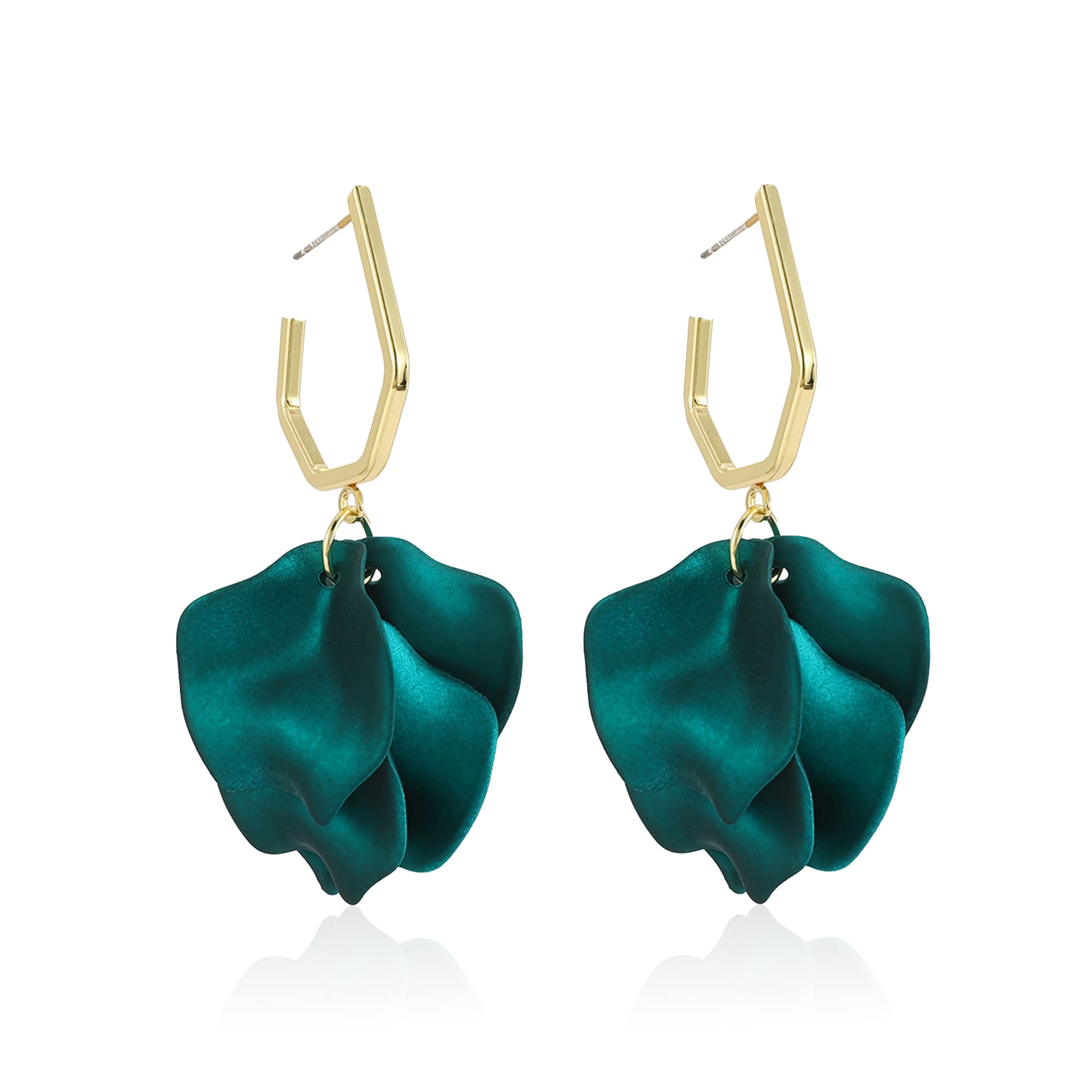 Anmpab Boho Long Acrylic Rose Petal Drop Dangle Earrings Bohemian Resin Multicolored Flower Statement Floral Tassel Layered Floral Petal Earrings for