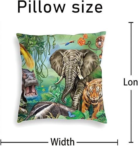 Miniatura 2 de Fundas de almohada de tigre de dibujos animados, cocodrilo, hipopótamo, elefante, fundas de almohada de safari africano, fundas de almohada de