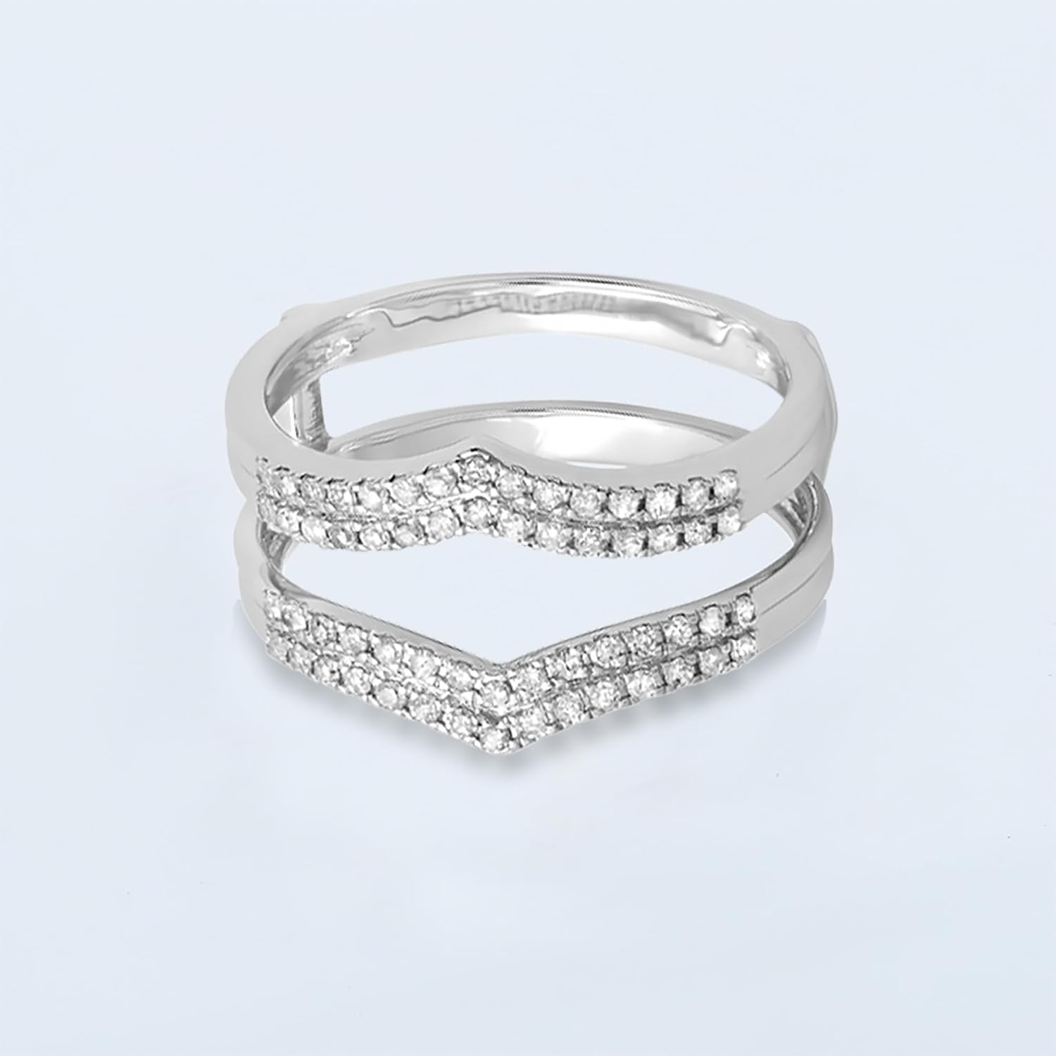 Dazzlingrock Collection 0.30 Ctw 10K Real Solid Gold Round Natural Diamond Women Anniversary Wedding Enhancer Guard Double Ring