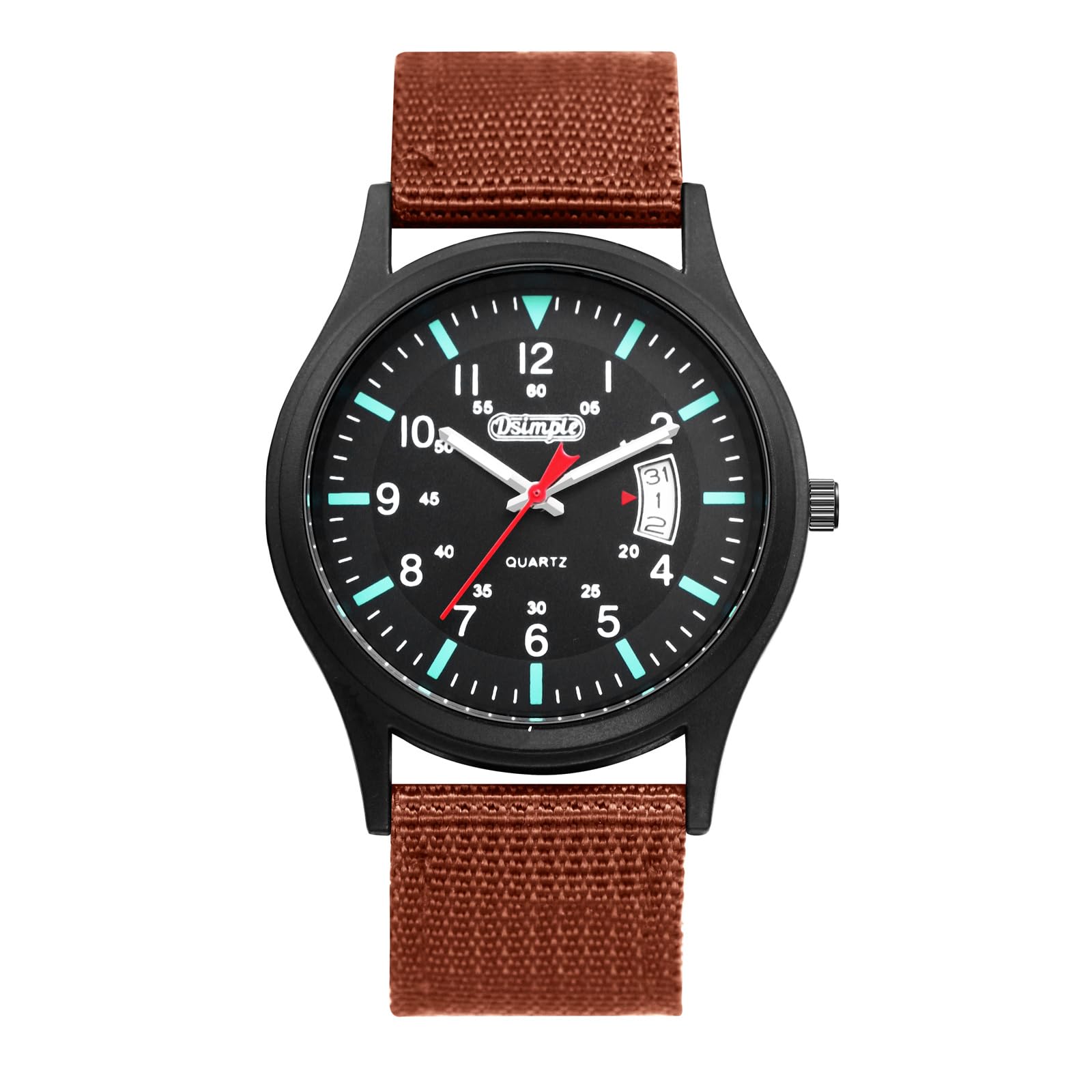 Avaner Uhren Herren Taktik Militäruhr: Nylonarmbanduhr 24 Stunden Anzeige Leuchtzeigern Outdoor Herrenuhr Analog Quarzuhr für Männer