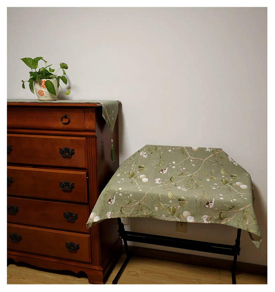 NAKAN Tela de Tapicería Estilo Rústico por Metro 280x100cm Ancho Pájaros Verdes Estampado Floral Tela de Poliéster para Sillas Muebles, Decoración Y Manualidades(Size:3m)