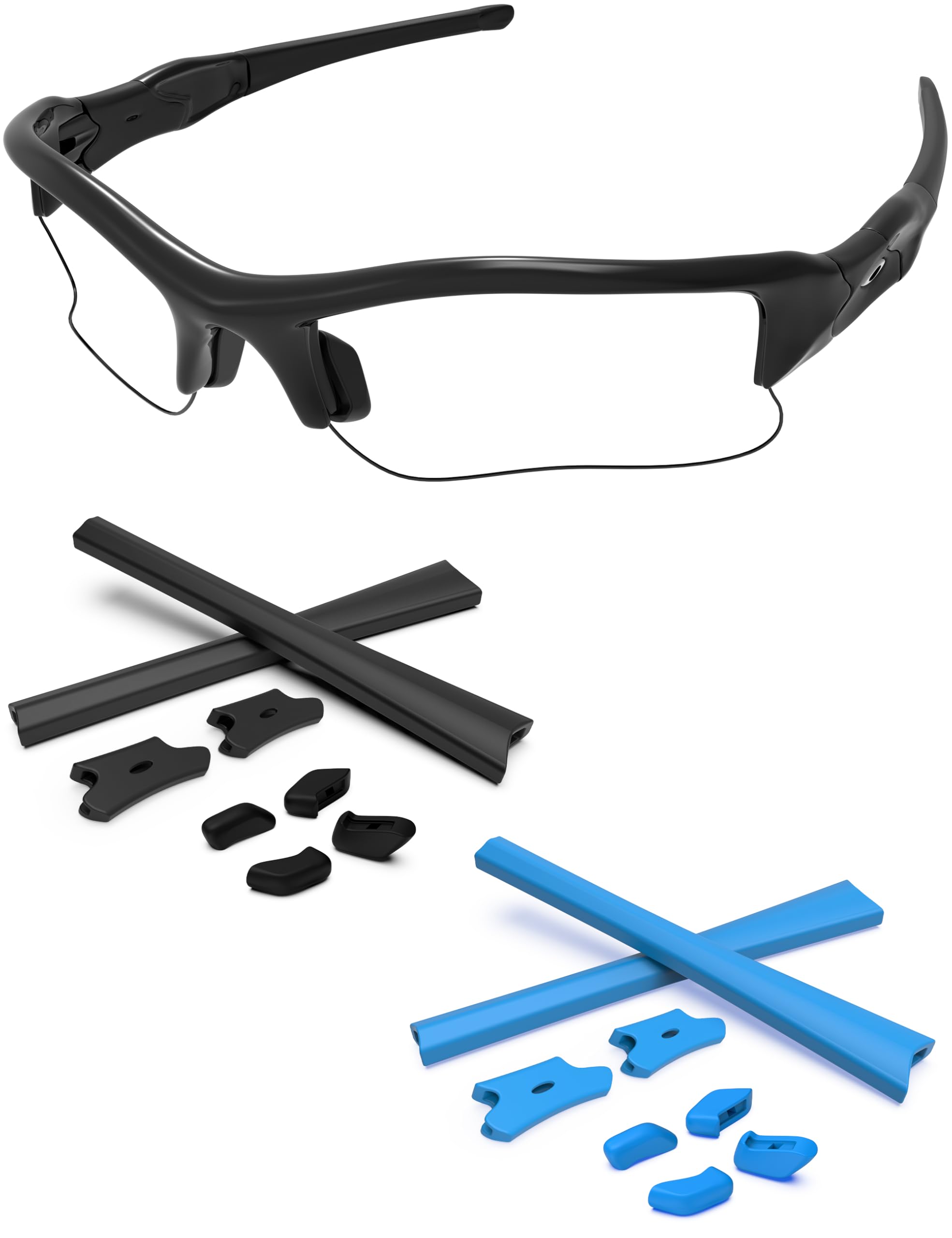Replacement Nose Pieces &amp; Ear Socks Rubber Kits for Oakley Flak Jacket OO9008/Flak Jacket XLJ OO9009