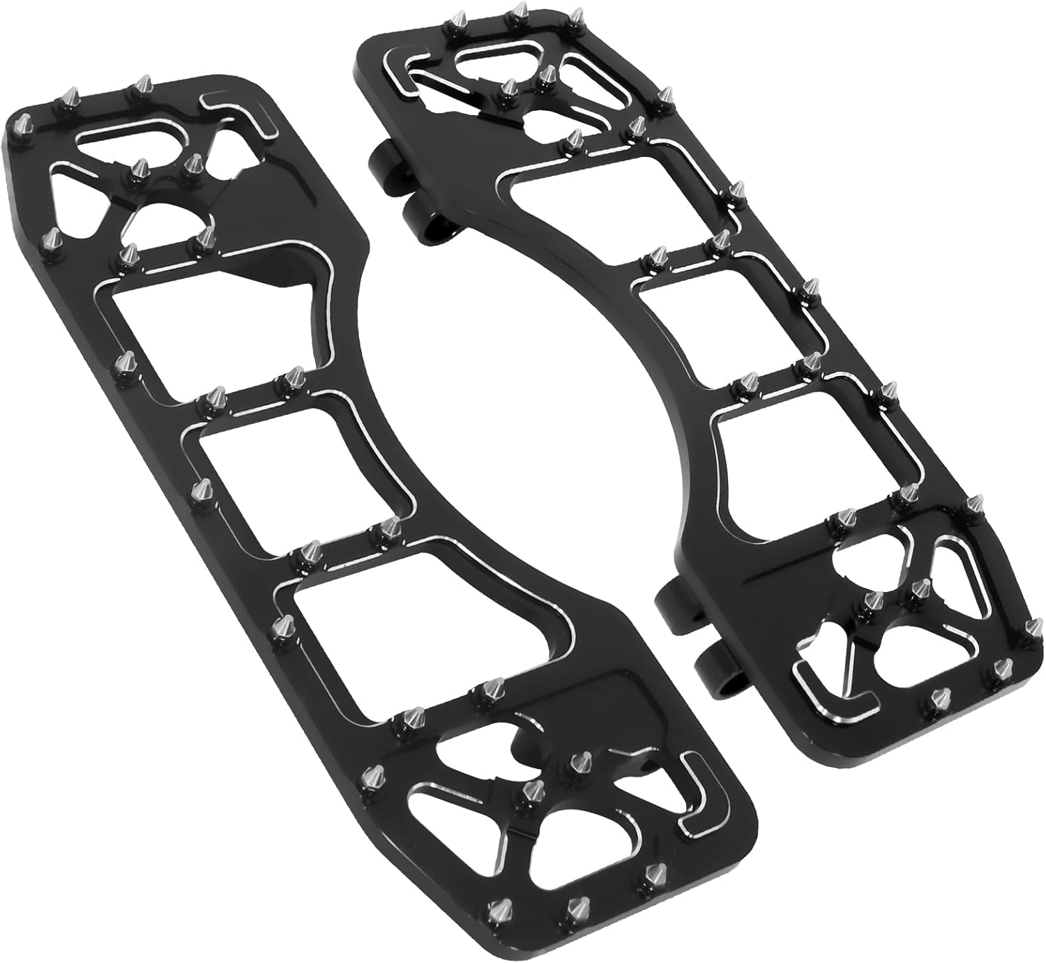 Anti-Slip Pierced Front Driver FloorBoards Footpegs Footboard for Harley Touring Road Glide Street Glide Electra Glide 1986-2025, Softail 1986-2017 & Trike Tri Glide 2008-2025 (Black)