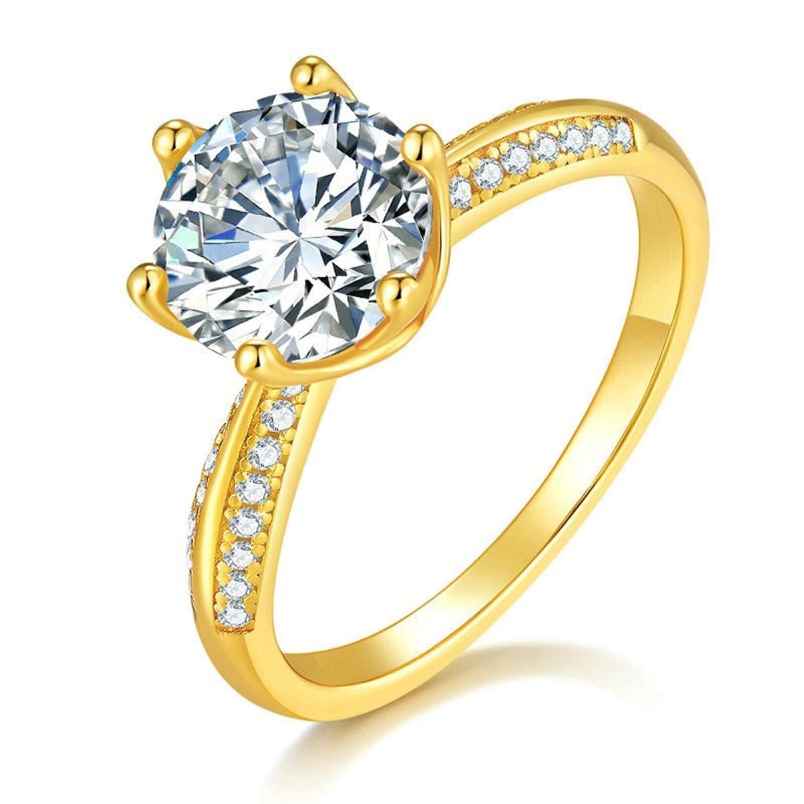 Moissanite Anillos para mujer de oro auténtico solitario, anillos de compromiso, anillos de boda con 1 ct Moissanite Bandring Oro Anillo de aniversario para mujeres