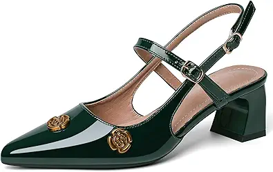 Heels for Women Block Chunky Platform High Heels Closed Pointed Toe Ankle Strap Dressy Comfortable Formal Dress Pump Shoes
