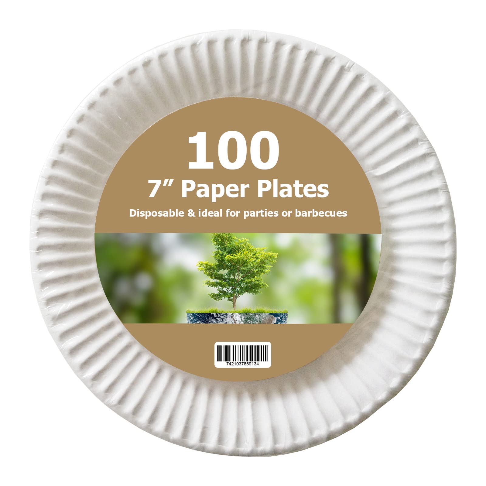 1000 platos de papel desechables blancos, platos de fiesta, súper rígidos, biodegradables y compostables, aperitivos de picnic (7 pulgadas de diámetro, 19 cm)