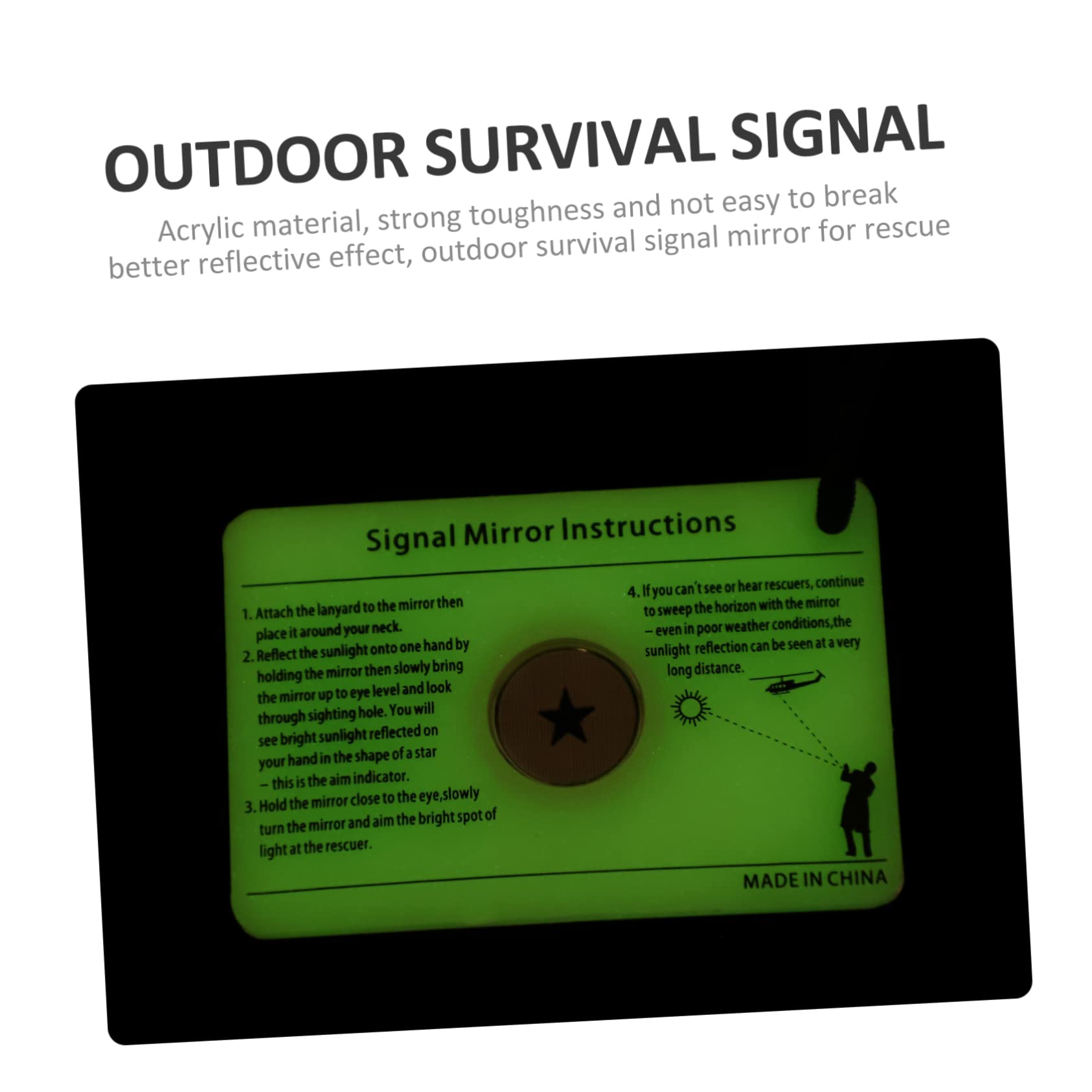 TOYANDONA Überlebenssignalspiegel Multifunktionaler Reflektor für Outdoor Kompakter Leichter Signalspiegel Hochwertigem zum Angeln und Praktische Überlebensausrüstung für Notfälle und