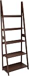 Amazon Basics Modern Ladder Bookcase With Solid Rubber Wood Frame - Walnut