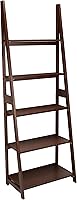 Amazon Basics 5-Tier Ladder Bookshelf - Solid Rubberwood Walnut Finish, Space-Saving 70" Tall Bookcase Organizer 14"D x 24.8"W