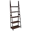 Amazon Basics Organizador de estantería de escalera, 5 niveles, marco de madera de goma maciza, acabado de nogal, 14 pulgadas de profundidad x 24.8 pulgadas de ancho x 70.1 pulgadas de alto