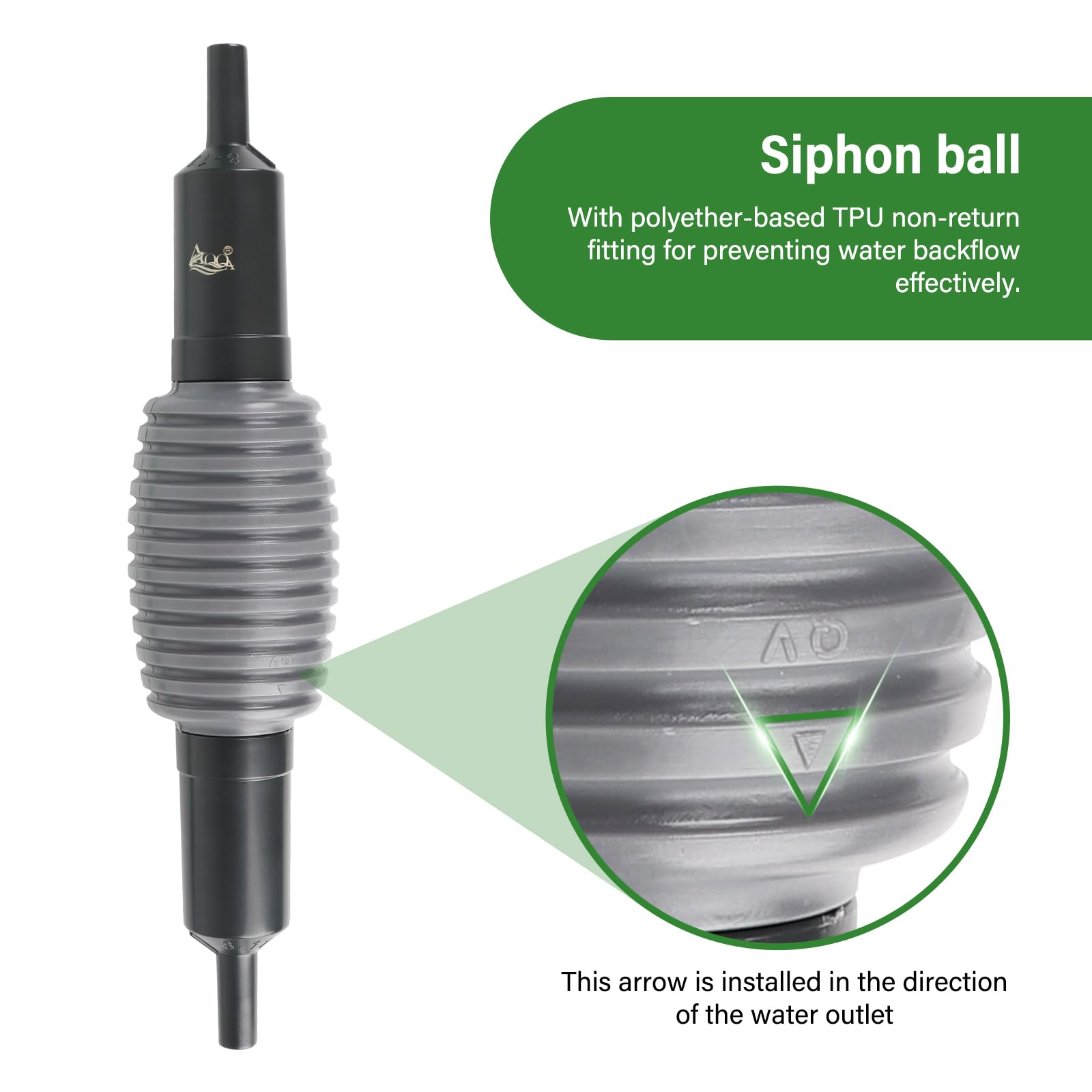AQQA Siphon nettoyeur de gravier d'aquarium, kit de pompe de siphon 3 en 1 avec longueur extensible et fixe sur l'aquarium, changement manuel d'eau et lavage du sable (AQ113-M)