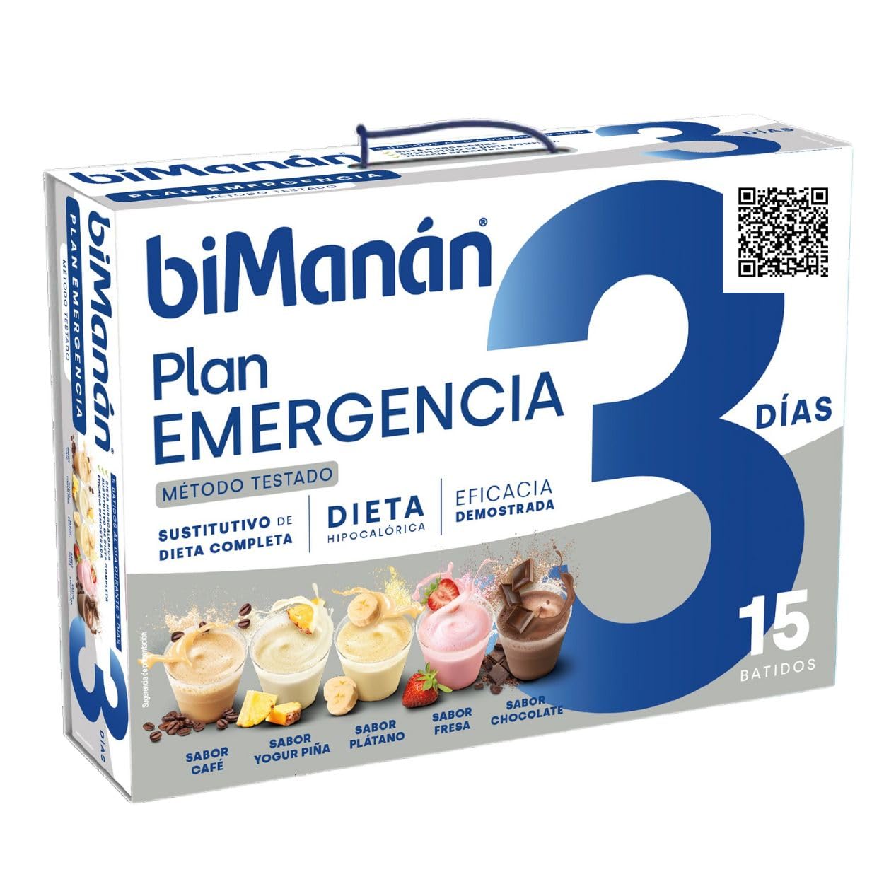 BiManán - Plan de Emergencia 3 Días, Sustitutivos para el Control y la Pérdida de Peso, Incluye 15 Batidos, con Vitaminas y Minerales