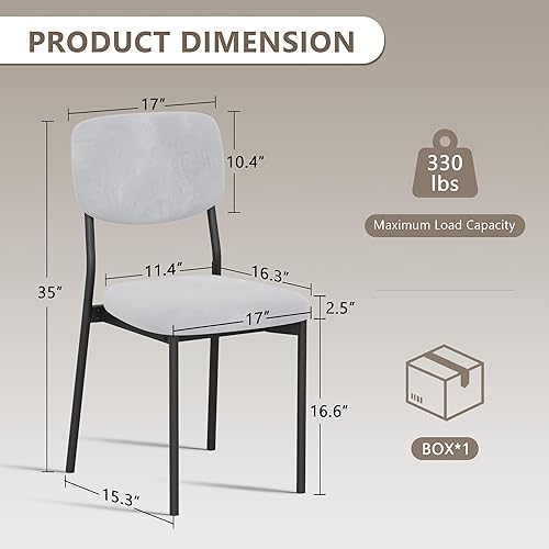 Miniatura 2 de Juego de 4 sillas de comedor tapizadas, sillas de comedor modernas y apilables, sillas de cocina con respaldo de terciopelo suave y patas de metal
