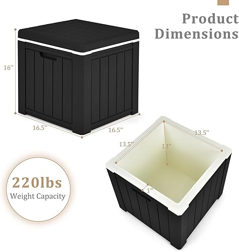 Miniatura 6 de Giantex Cofre de hielo de polipropileno café claro de 10 galones, 17 x 17 x 16 pulgadas, con tapa extraíble y asas integradas