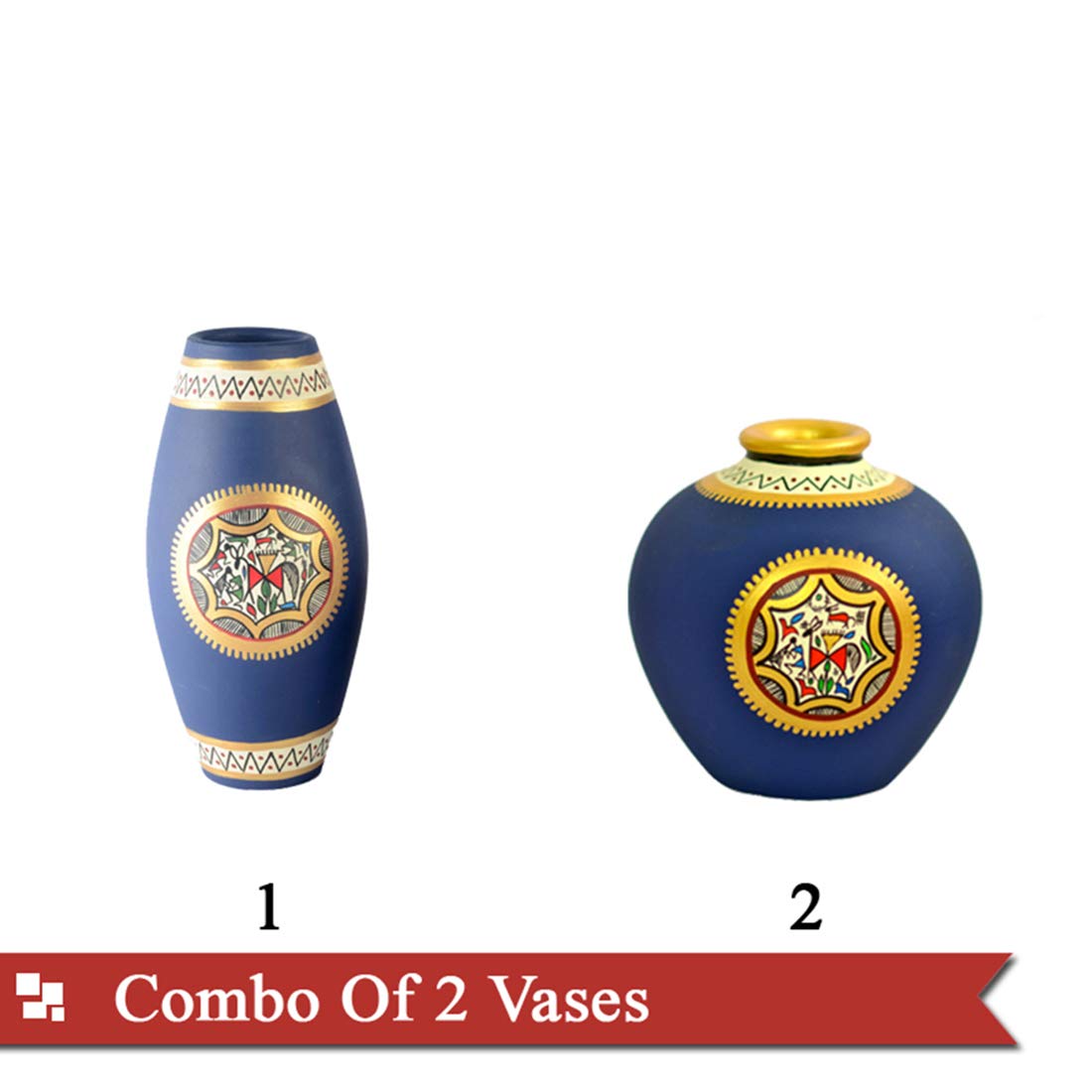 Buy ExclusiveLane Combo Of Terracotta Handpainted Vases Flower Pot