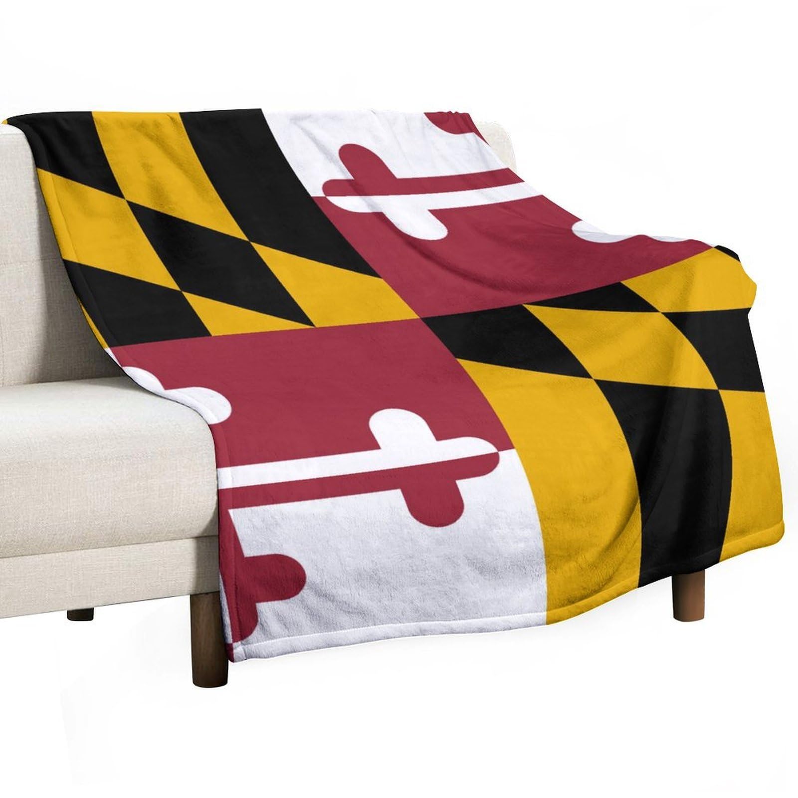 MHYRAC Flannel Blanket, Flag of Maryland Throw Blanket for Couch Sofa Bed Office, Soft And Comfortable Without Pilling