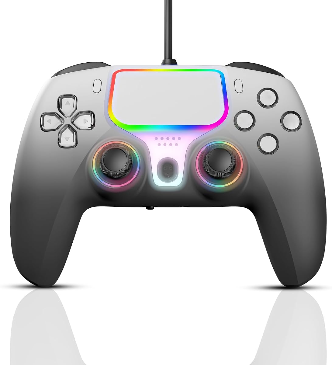 NBCP Wired PS5 Controller for PlayStation 5,PS4,PC/Steam Gamepad | Dual Vibration and Hall Effect Triggers,6-Axis Gyroscope,Turbo Function and 3.5mm Headphone Jack Grey