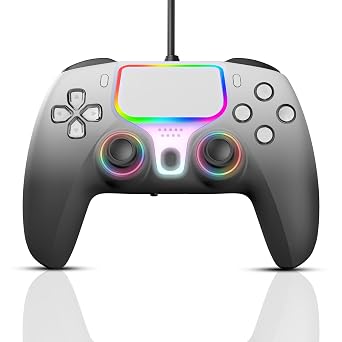 NBCP for PlayStation 5 Wired Game Controller,Compatible With PS5, PS4,PC and Steam Gamepads,Dual Vibration and Hall Effect Triggers,6-Axis Gyroscope,Turbo Function and 3.5mm Headphone JackGray