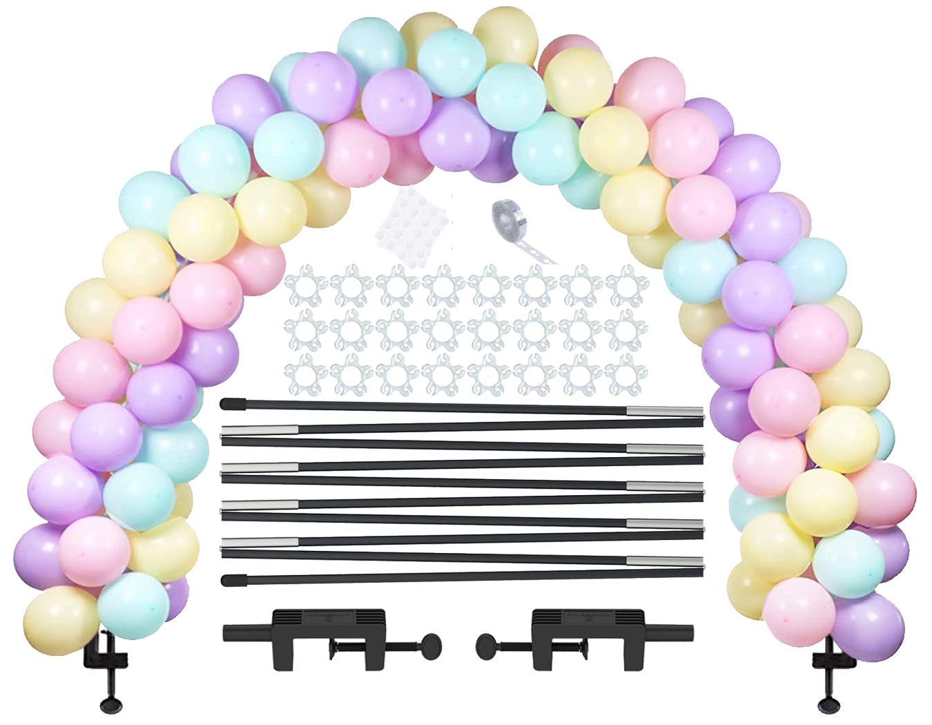 LANGXUN Kit de Arco de Globo Kit de Arco de Arco semicircular de Globo 2 Clips Ajustables para Diferentes tamaños de Mesa para Bodas de cumpleaños y Fiestas de graduación