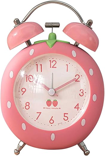4 inches Strawberry Cute Alarm Clock for Heavy Sleepers with Backlight,Loud Twin Bell Alarm Clock