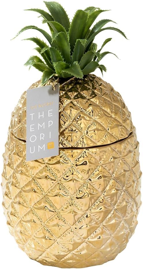 Talking Tables Gold Pineapple Ice Bucket with Lid | Drinks Trolley, Ceramic, Retro Bar Accessory Classy Party Decoration Elegant Cooler