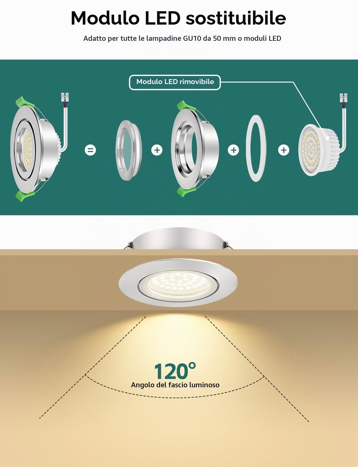 KYOTECH Faretti LED da Incasso per Cartongesso Dimmerabile 65-75mm Ultrasottili 5W IP65 Faretto Incasso Cartongesso Bianco Neutro 4000K Faretti da Incasso per Bagno, Set di 6 Nichel (Non Ruotabile)