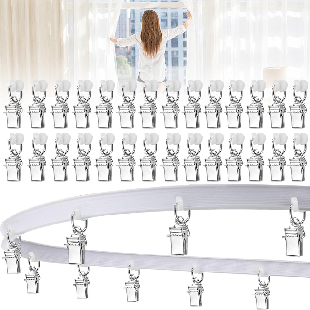 Confezione Da 50 Ganci E Rulli Per Tende: Set Completo Di Clip E Carrellini Per Binario, Scorrimento Silenzioso, Adatto A Tutti I Binari A T