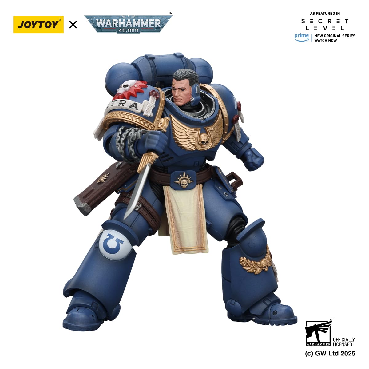 JOYTOY Titus with Laurels of Victory Warhammer 40K 1/18 Figurka akcji Ultramarines Titus with Laurels of Victory 11,2 cm Model kolekcjonerski Prezenty urodzinowe