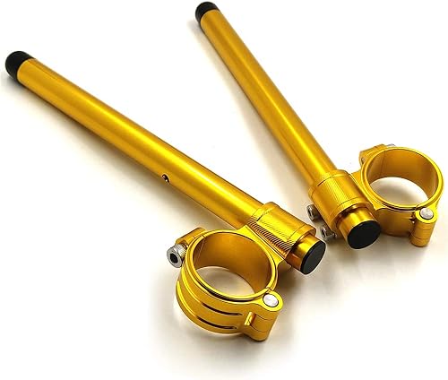 Par elevador manillar 1.772 in tubo Clip-ons Manillares Abrazadera Oro Compatible con Cafe Racer Harley