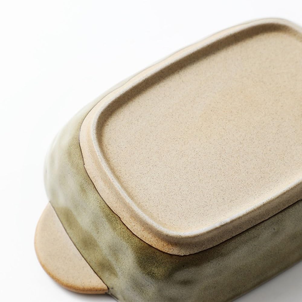 Naczynie do pieczenia Forma do pieczenia z podwójnym uchwytem, ​​wzór kamienia, vintage, chropowata, ceramiczna, kwadratowa, głęboka miska gotowania na parze Zapiekanka(Biały,Mały)