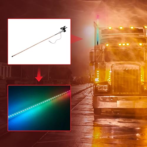 Miniatura 9 de Sewroro Luces LED de látigo para UTV ATV luces RGB luces de advertencia iluminadas antenas látigos impermeables 60CM 12V luz látigo antena coche
