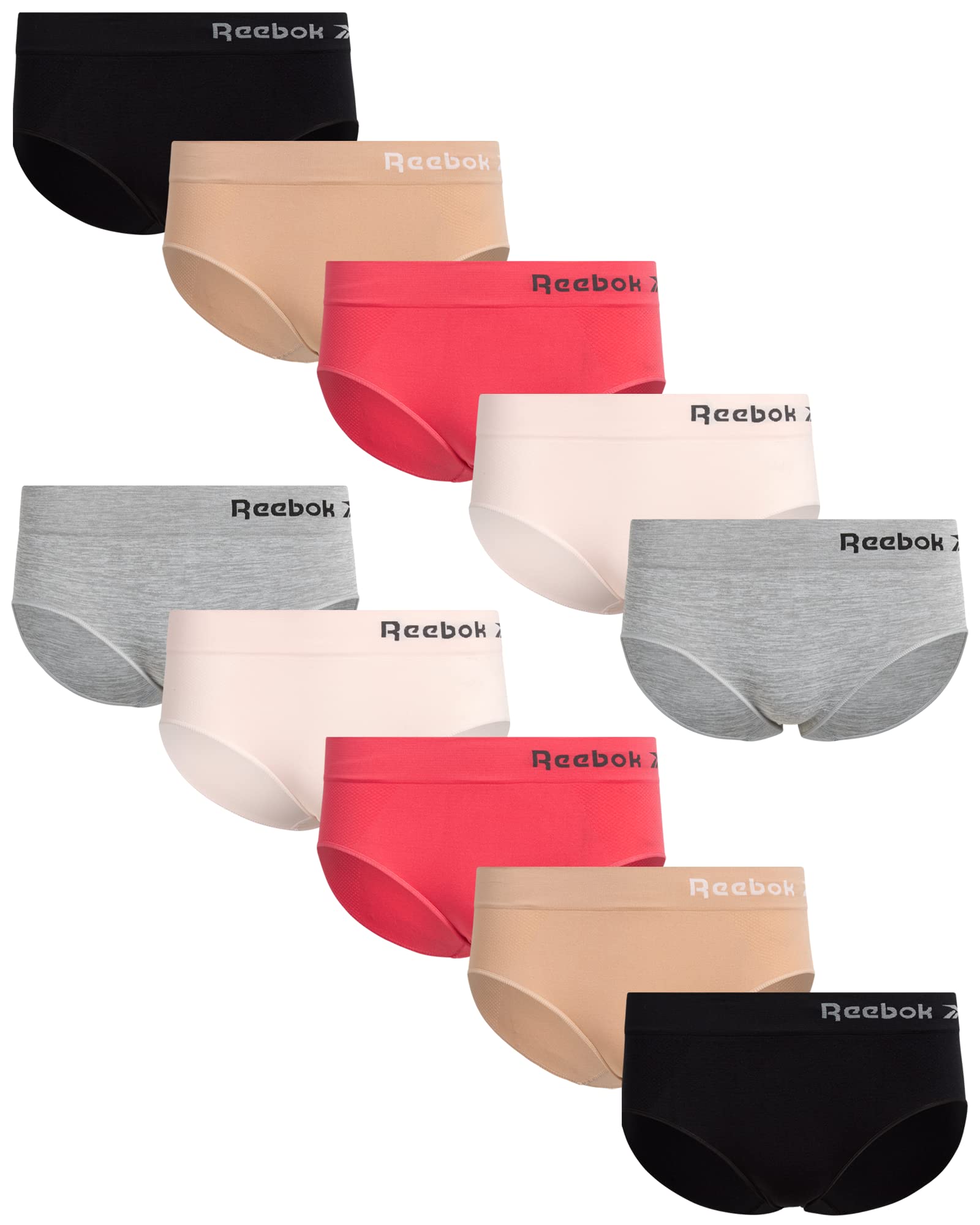 ReebokWomen's Underwear - Seamless Hipster Briefs (10 Pack)