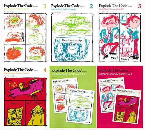 Explode the Code Books Set (6 Books): Book 1 - 4 and Teacher's Guide for Books 1 and 2, Teacher's Guide for Books 3 and 4 (2nd Edition)