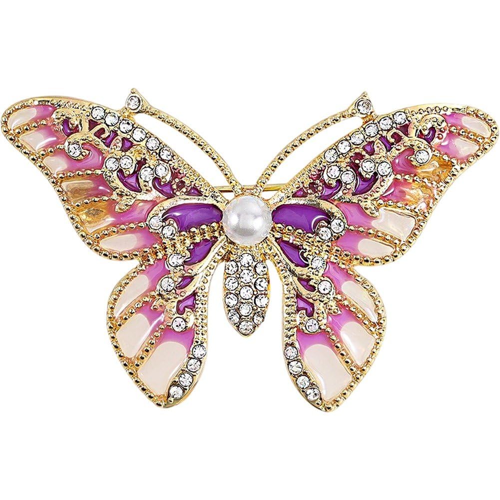 Casiler Rhinestone Butterfly Brooch, Retro Insect Lapel Pin for Office Party Coat Sweater Ornament Match