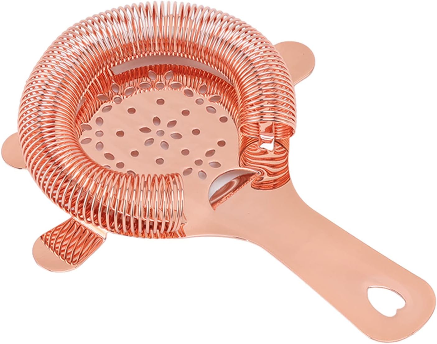 Strainer, Stainless Steel Cocktail Strainer 4 Prong Hawthorne Strainer with Flexible Spring, 6 x 4.8in(Rose Gold)