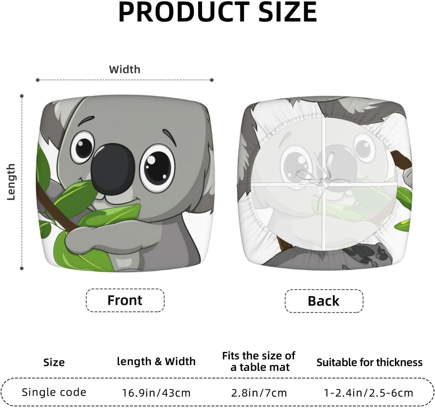 Koala Art Print Square Cushion Covers 6 Pcs Set Elastic Non-Slip Seat Cushion Slipcovers Pet Furniture Protectors for Chair, Sofa