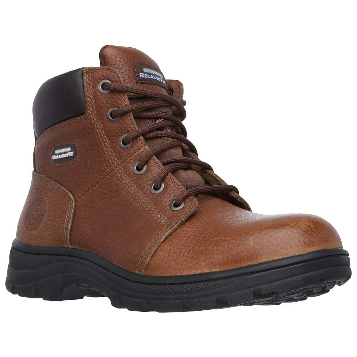 Skechers Workshire ST Brown Leather Steel Toe Ankle Work Boot - Men's Size 10
