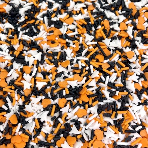 Image of Manvscakes, pink sprinkles, valentines, cake sprinkles, gluten free, cookies, chocolate, fondant, princess topping, ice cream, edible, dessert decoration (Orange black)