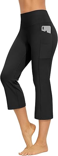 AFITNE - Pantalones de yoga para mujer con bolsillos, de corte bota, leggings casuales para estar en casa, con cintura alta y control de abdomen
