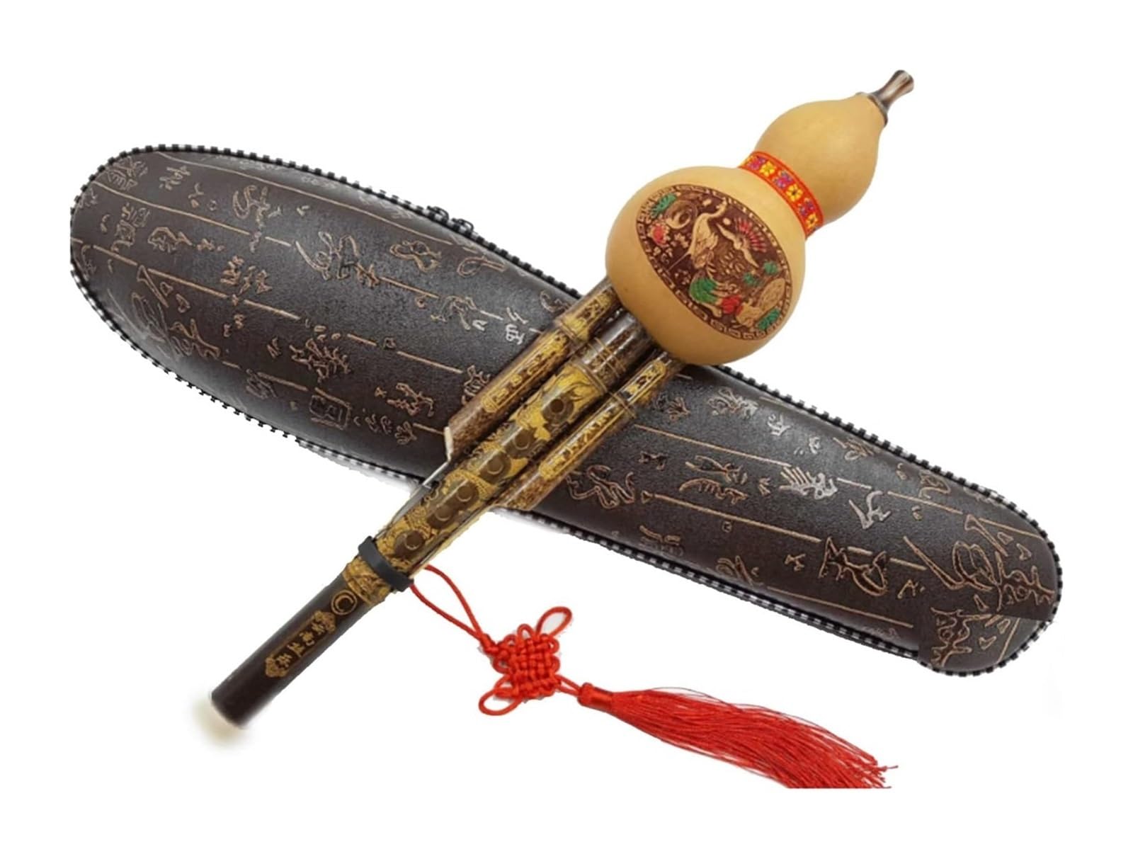 Holzwerkzeuge Nationalinstrumente Chinesisches handgefertigtes Hulusi-Bambuskürbis-Cucurbit-Flöte-Ethno-Musikinstrument for Musikliebhaberanfänger mit Verpackungsbox(B Flat)
